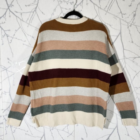 Madewell Thompson Rainbow Colorblock Stripe Pocket Sweater - Picture 3 of 4